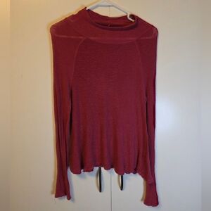 Free People Long Sleeve Mock Neck Top in Brick Red Size M